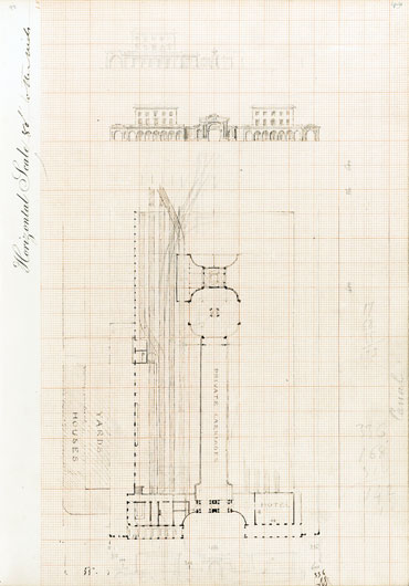 Brunel plan and elevation for Paddington station (University of Bristol)