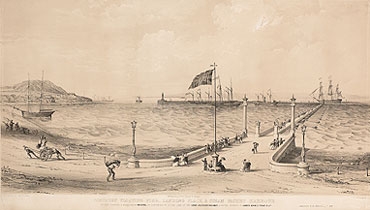 Artist’s impression of Brunel’s proposed Floating Pier for Portbury (Private collection)