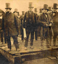 Brunel and colleagues at launch of Great Eastern (Institution of Civil Engineers