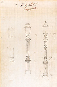 Brunel sketches of lamp posts at Bath and Bristol (University of Bristol)