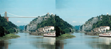 Two photos of the Avon Gorge. One with the Clfton Suspension Bridge, one without.