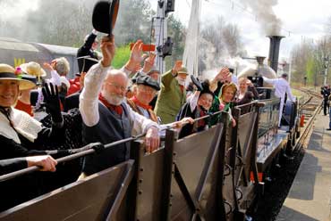 Visitors and locomotives at the Brunel birthday steaming held at Didcot Railway Centre, 9 April