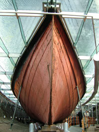 The ss Great Britain's bow  viewed from under the 'glass sea'