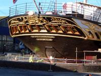 Newly gilded stern of ss Great Britain