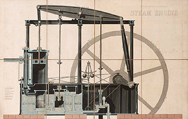 Victorian educational aid showing steam engine (Private collection)