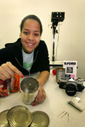 Colston's Girls' School - Ashlee Taylor demonstrating pinhole camera equipment.
